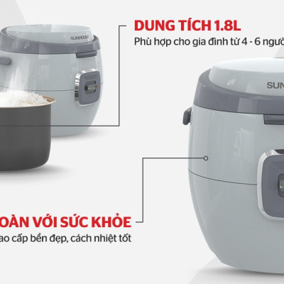 Nồi Cơm Điện 1.8L Sunhouse SHD8663G - Hàng Chính Hãng