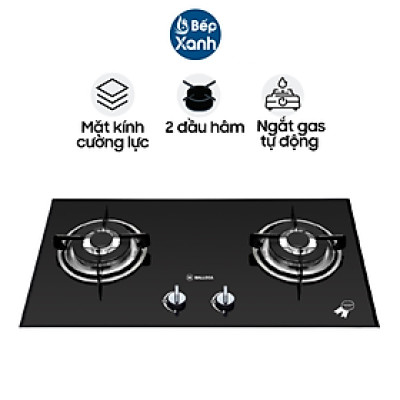 Bếp Gas Âm 2 Gas Malloca GHG 732A NEW - Kính Cường Lực, Mâm Đốt Somipress Ý - Hàng Chính Hãng