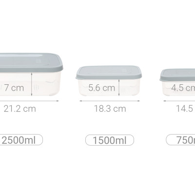 Bộ 3 hộp thực phẩm chữ nhật Hokkaido 750-1500-2500ml