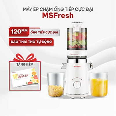 Máy ép chậm Masuto MS Fresh công suất 150W ống tiếp nguyên liệu cực lớn 120mm ép kiệt bã giữ trọn dưỡng chất - Hàng chính hãng