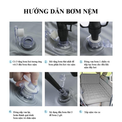 Giường Nệm Hơi Ô Tô Cao Cấp - Đệm Ô Tô Cho Xe 5,7 Chỗ - Phiên Bản Chống Nóng Lưng - 
