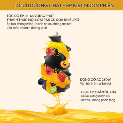 [Trả Góp 0%] Máy Ép Chậm BlueStone SJB-6568 - 250W - Tốc độ ép 45 - 55 vòng/phút - Bảo hành 2 năm - Hàng chính hãng