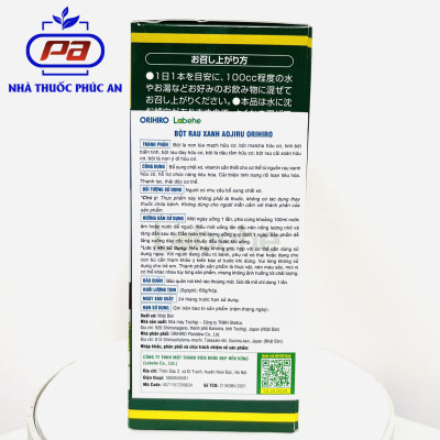 Bột rau xanh Aojiru Orihiro Nhật Bản cung cấp chất xơ, hỗ trợ tiêu hoá 30 gói