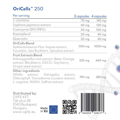 Thực phẩm BVSK OPFE OriCells 250 capsules (120 viên), Hungary (Hỗ trợ làm chậm quá trình lão hoá)