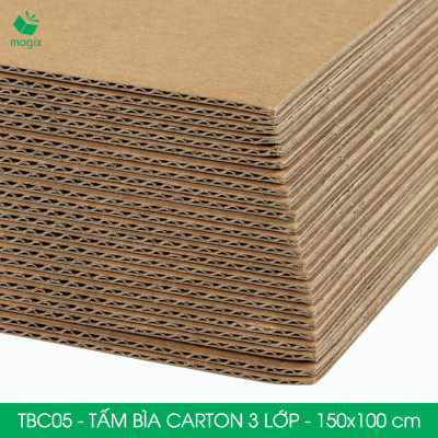 TBC05 - 150x100 cm - 5 tấm bìa carton 3 lớp nguyên tấm cứng cáp, bìa gói hàng, bìa mô hình