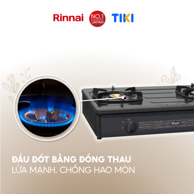 Bếp gas dương Rinnai RV-970(GL) mặt bếp kính và kiềng bếp men - Hàng chính hãng.