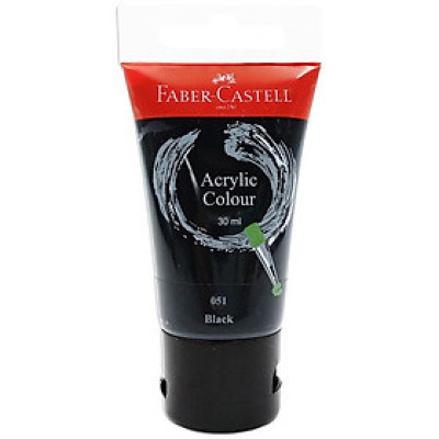 Tuýp màu vẽ acrylic 30ml black (đen) Faber 183099