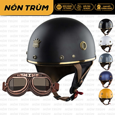 Mũ bảo hiểm xe máy 1/2 Royal M379 có đệm da kèm kính phi công đồng cao cấp đi xe máy -Nón Trùm