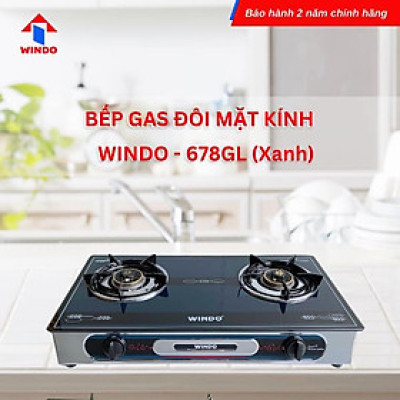 BẾP GAS ĐÔI MẶT KÍNH CAO CẤP WINDO - 678GL -Hàng Chính Hãng