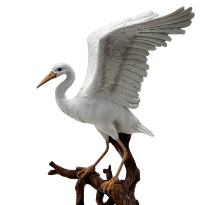 Tượng Chim Heron Nhựa Thuỷ Tinh HELEN Màu Trắng W30.8xD27.4xH46Cm |Index Living Mall| Nội Thất Thái Lan