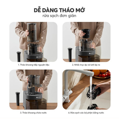 Máy ép chậm Elmich JEE-8759, công suất 240W mạnh mẽ ép kiệt bã, giữ lại chất dinh dưỡng và hương vị trong trái cây,độ ồn dưới 58dB, ép kiệt tới 98% - Hàng chính hãng