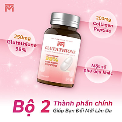 Viên uống Glutathione VTM hỗ trợ làm sáng da, hỗ trợ giảm triệu chứng khô da, nhăn da, nám da - 30 ngày