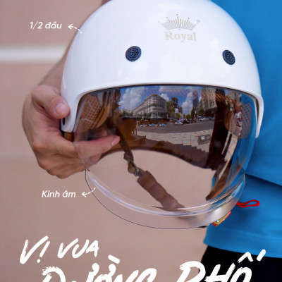 Mũ bảo hiểm xe máy nửa đầu Royal M239 kính âm