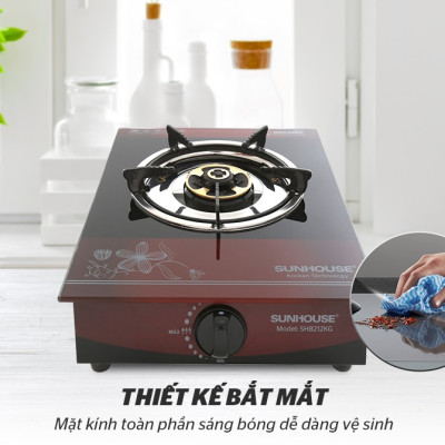 Bếp Gas Dương Đơn Mặt Kính Sunhouse SHB212KG - Hàng chính hãng