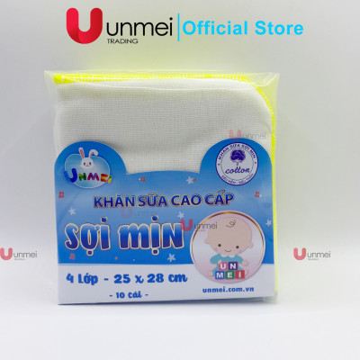 Khăn Sữa Unmei Xuất Nhật Sợi Mịn, Dày 4 Lớp Dành Cho Bé Từ Sơ Sinh (Kích Thước 25x28cm) - Khăn Xô Loại Chất Lượng, Giao Mẫu Ngẫu Nhiên