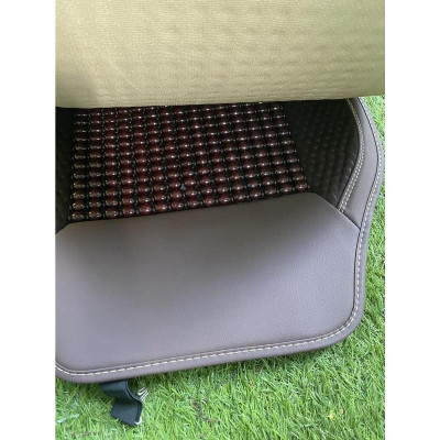 Lót Ghế Hạt Gỗ Ô Tô Phối Da Cao Cấp Libai - Lót Ghế Xe Hơi Chống Nóng, Thoáng Khí, Massage Lưng, Bảo Vệ Da Ghế Xe