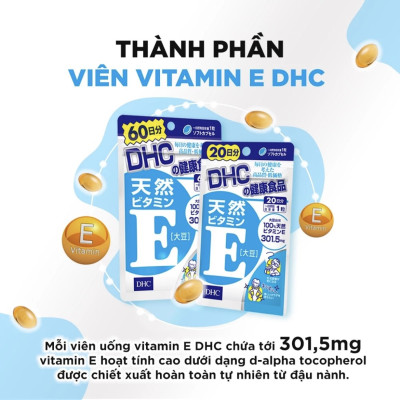 Viên uống bổ sung vitamin E DHC Nhật Bản 30 - 90 ngày giúp chống lão hoá, đẹp da