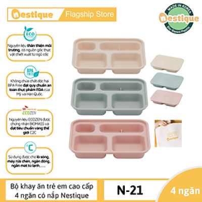 Bộ Khay Ăn Trẻ Em Nestique N-21 Cao Cấp 4 Ngăn Có Nắp