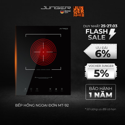Bếp đơn hồng ngoại Junger MT-92 2200W Không kén nồi Hàng Chính Hãng Bảo Hành 12 Tháng