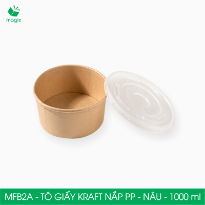 MFB2A - 1000ml - 25 Tô giấy kraft nâu nắp PP - Bát giấy đựng thực phẩm