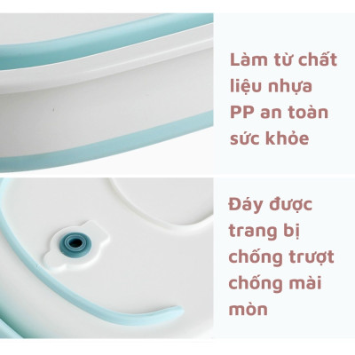 Chậu tắm gấp gọn size lớn cho bé từ 0 đến 6 tuổi , Thau giặt đồ gập gọn kích thước lớn tiên dụng LEOS màu ngẫu nhiên