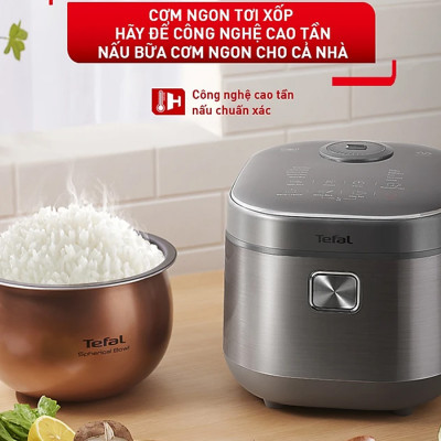 Nồi cơm điện cao tần Tefal RK818A68, Công suất 1200W, Dung tích 1,8 lít, Lòng nồi dạng niêu dày 2 mm với kết cấu là 6 lớp, Hàng chính hãng -  Bảo hành 2 năm