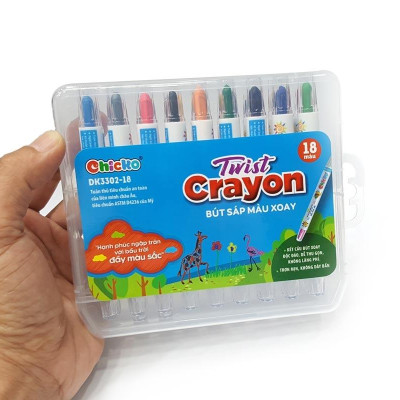 Bút Sáp Màu Xoay - 18 Màu DK 3302-18 (Hộp Nhựa PP)