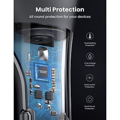 Ugreen UG60712CD204TK 84W sạc xe PD QC3.0 cổng USB A và Type C màu bạc chuẩn quick charge 3 - HÀNG CHÍNH HÃNG