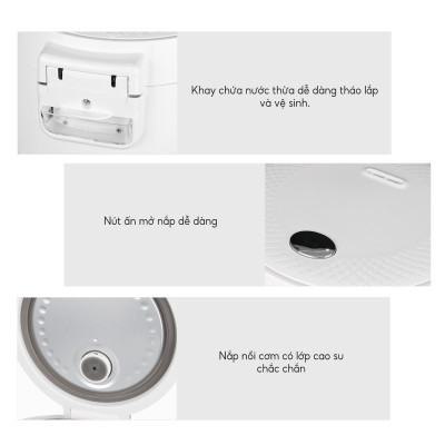 Nồi cơm điện Lebenlang LBL0589 dung tích 1200ml, công suất 500W, thiết kế đơn giản hiện đại - hàng chính hãng