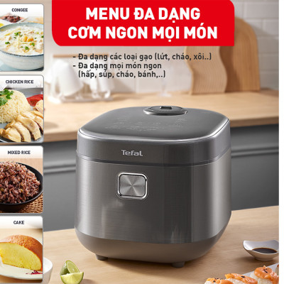Nồi cơm điện cao tần Tefal RK818A68, Công suất 1200W, Dung tích 1,8 lít, Lòng nồi dạng niêu dày 2 mm với kết cấu là 6 lớp, Hàng chính hãng -  Bảo hành 2 năm