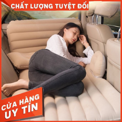 Đệm Hơi Ô Tô , Nệm Hơi Ô Tô  Chất Liệu Vải Nhung Mềm Mại - Tặng Kèm 2 Gối Và Bơm Hơi 12V