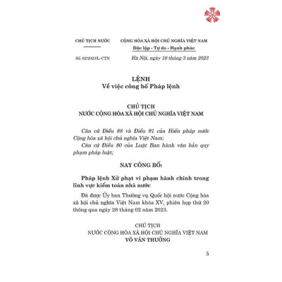 Sách - Pháp Lệnh Xử Phạt Vi Phạm Hành Chính Trong Lĩnh Vực Kiểm Toán Nhà Nước - NXB Chính Trị Quốc Gia