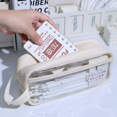 Hộp Đựng Bút Trong Suốt PaKaSa Có Quai Xách Tặng Kèm Nhiều Hình Dán Sticker Trang Trí Dễ Thương - Chính Hãng