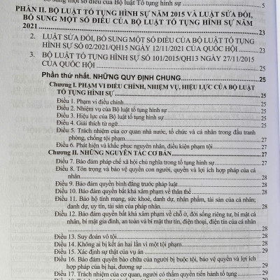  Bộ Luật Tố Tụng Hình Sự Năm 2015 ( Sửa đổi, bổ sung năm 2021, 2025) Và Các Văn Bản Hướng Dẫn Thi Hành