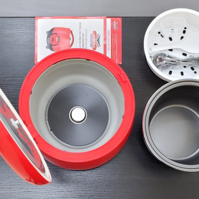 Nồi cơm điện 0.8 L Ladomax HA-7408 lòng niêu nấu cơm chín đều, có xửng hấp, cho 1- 3 người ăn - Hàng chính hãng