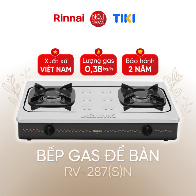 Bếp gas dương Rinnai RV-287(S)N mặt bếp inox và kiềng bếp men - Hàng chính hãng.