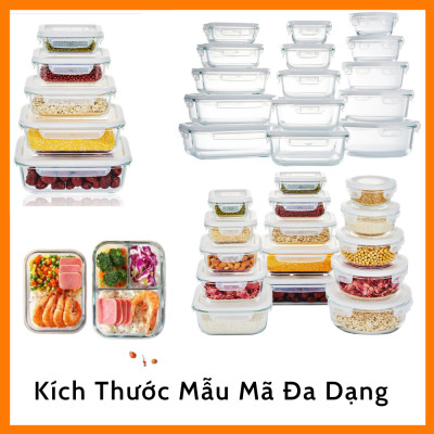 [Mua 2 Tặng 1] Bộ Hộp Đựng Thức Ăn Hộp Cơm Bảo Quản Thực Phẩm Thủy Tinh Chịu Nhiệt - 370ml