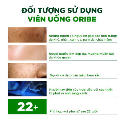 Combo 3 Viên Uống Đẹp Da Oribe Hỗ Trợ Sáng Da Mờ Thâm Nám Hộp 30 viên