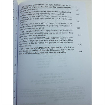 Hệ Thống Công Văn Hướng Dẫn Nghiệp Vụ Của Tòa Án Nhân Dân Tối Cao Trong Lĩnh Vực Hình Sự và Tố Tụng Hình Sự từ năm 1987 đến năm 2023 (V2235TP)
