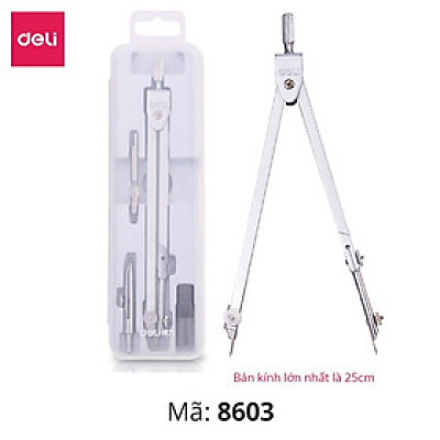Bộ Compa Kim Loại Chì Bấm Deli - Phù Họp Vẽ Tranh Thiết Kế Chuyên Dụng Cho Học Sinh Vẽ Kỹ Thuật Học Sinh Vẽ Đường Tròn Hình Học - 8601