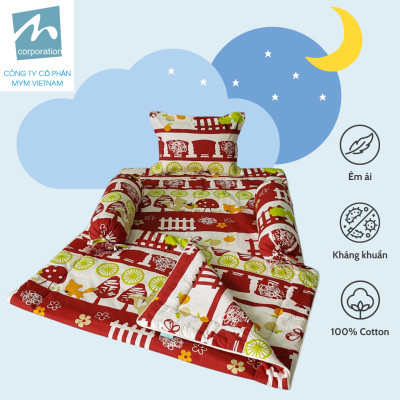 Bộ chăn gối nệm cho bé MYM chất liệu vải Cotton mềm mại, thấm hút
