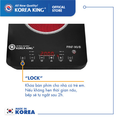Bếp hồng ngoại Korea King PINF -90B (bếp đơn, mặt kính cường lực, công suất 2000W )-Hàng chính hãng