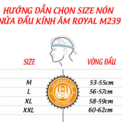 Mũ bảo hiểm xe máy nửa đầu Royal M239 kính âm