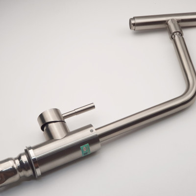 Vòi rửa chén nóng lạnh Inox SUS 304 nguyên khối đầu vòi xoay 360 độ Eurolife EL-T031 (Trắng vàng)