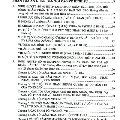 Hệ Thống Các Nghị Quyết Của Hội Đồng Thẩm Phán Tòa Án Nhân Dân Tối Cao Về Hình Sự Và Tố Tụng Hình Sự Từ Năm 1986 Đến 2023 (Dành Cho Phẩm Phán, Thẩm Tra Viên, Hội Thẩm, Kiểm Soát Viên, Luật Sự Và Các Học Viên Tư Pháp)