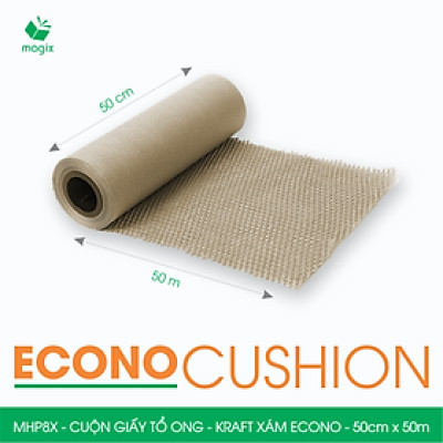 MHP8X - 50cm x 50m - Cuộn giấy tổ ong chống sốc - Kraft xám Siêu Tiết Kiệm ECONO