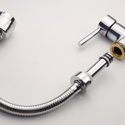 Vòi rửa chén nóng lạnh cần lò xo Đồng mạ Chrome Eurolife EL-KM03 (Trắng bạc)