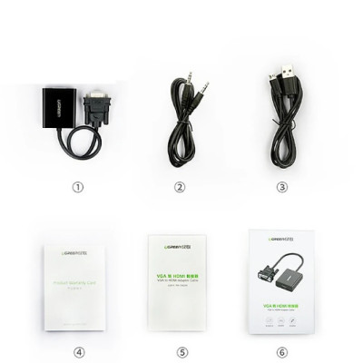 Cáp Chuyển đổi VGA sang HDMI + Audio 3.5mm UGREEN 50945 - Hàng chính hãng