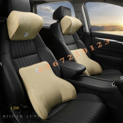 Gối tựa đầu và tựa lưng ô tô cao su non vỏ bọc da nhập khẩu cao cấp