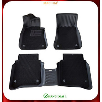 Thảm lót sàn ô tô 2 lớp cao cấp dành cho xe Mercedes S 2021+ (qd) nhãn hiệu Macsim chất liệu TPE màu đen